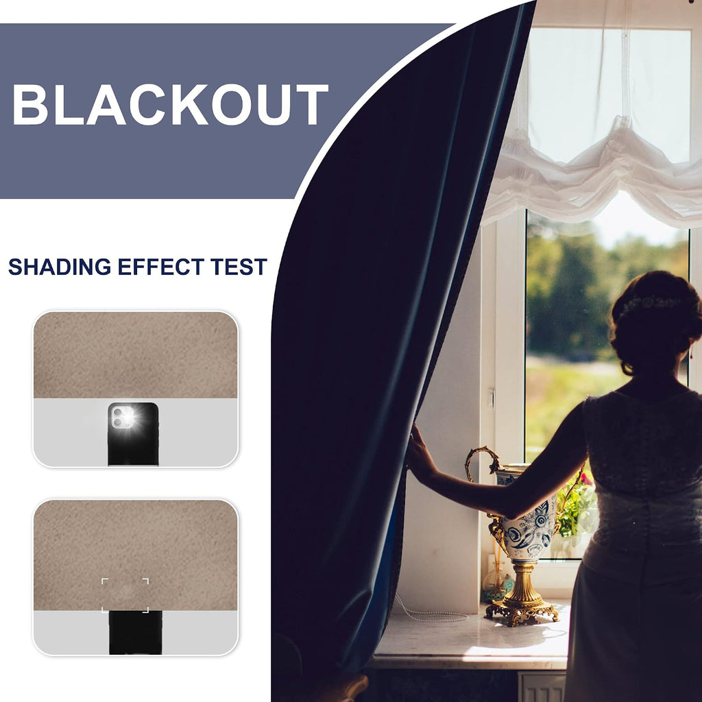 Jiuzhen Blackout Curtains for Bedroom - Thermal Insulated Room Darkening Noise Reducing, 52 x 63 Inch Length Curtains for Living Room, Set…