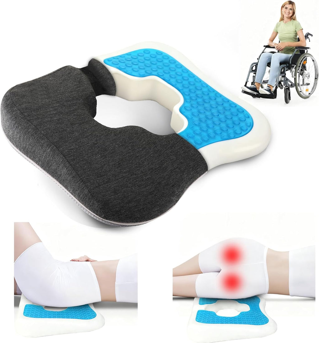 AeriGnix Gel Wheelchair Cushions for BedSores Prevention, Bed Sore Pad Cushion for Butt - for Long Sitting & Relieve Sciatica, Back,…