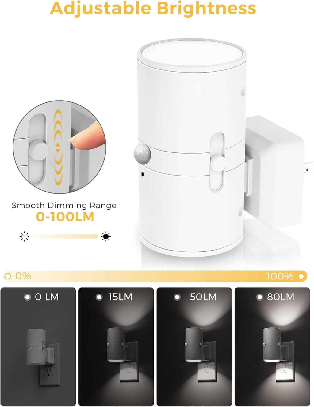 L LOHAS LED Motion Sensor Night Light, [2 Pack] Bright Night Light, 5000K Daylight White, Motion Activated Nightlight, Dimmable 0-100LM…