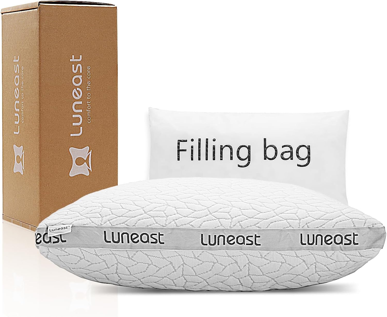 Memory Foam Pillows for Sleeping Adjustable Bamboo Blend Breathable Bed Pillow for Side, Back, and Stomach Sleepers Washable Pillow Cover…