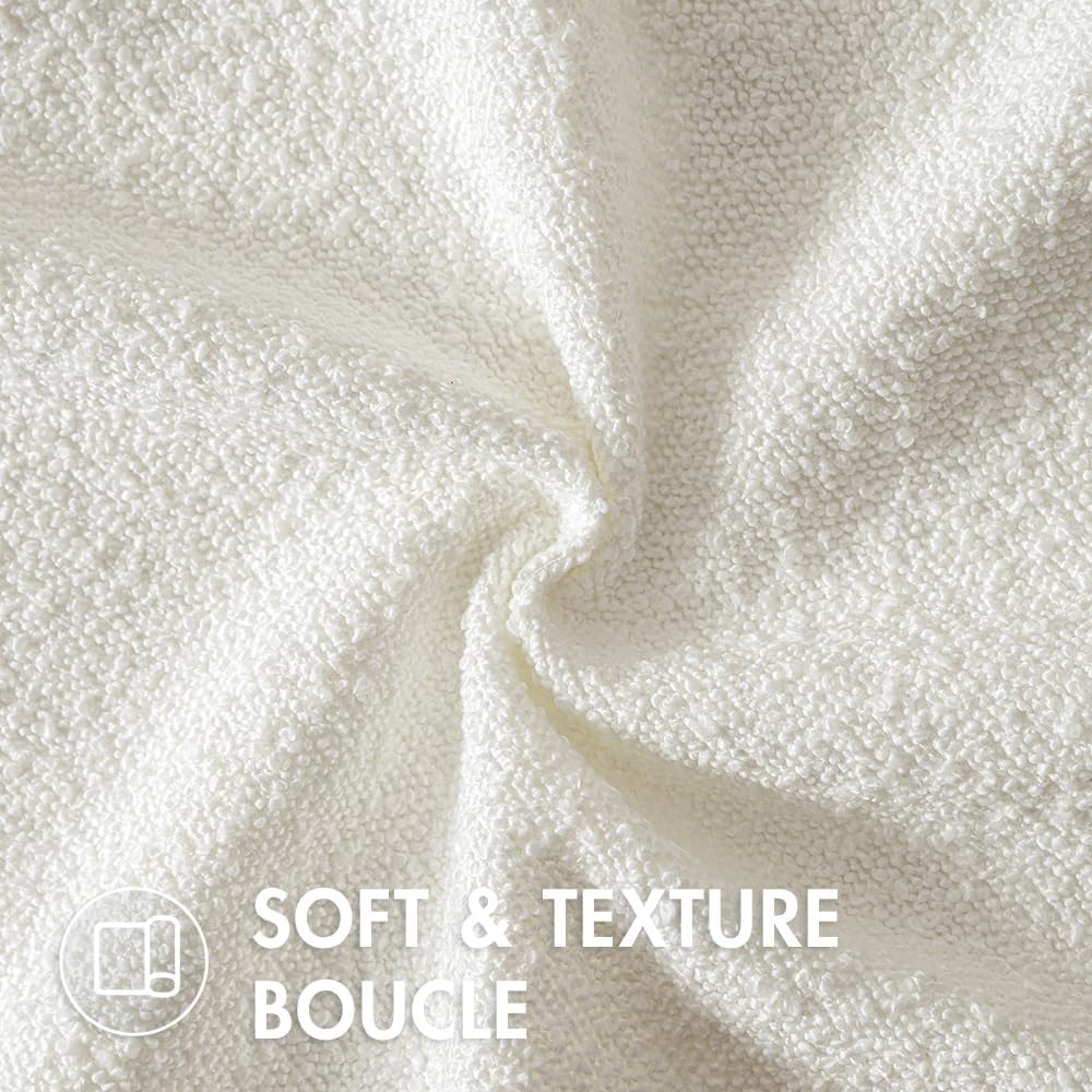 Miulee 22x22 Inch Decorative Euro Sham Pillow Covers for Couch Bed Set of 2 Textured Boucle Neutral Throw Pillow Covers Cream White Accent…