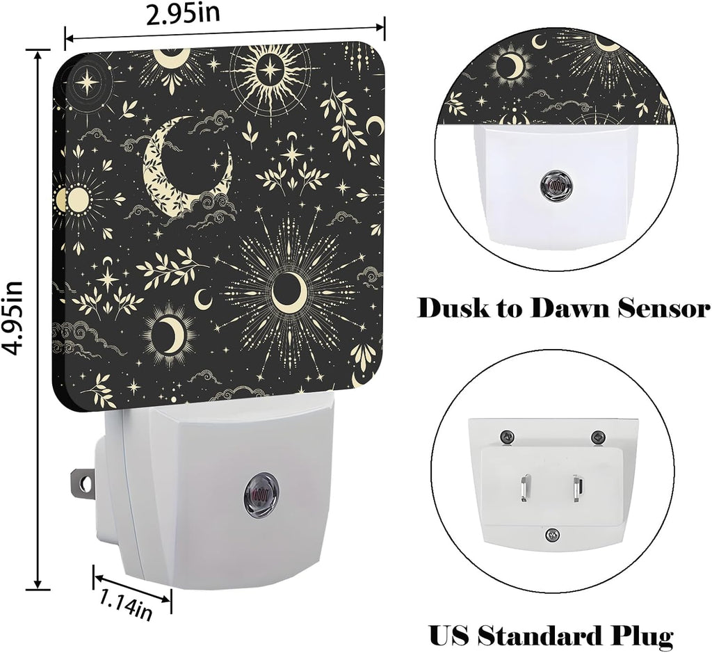 Moon and Sun Night Light, Plug-in Night Lights with Dusk-to-Dawn Sensor for Stairway, Hallway, Bedroom Sleep Friendly Ideal for…