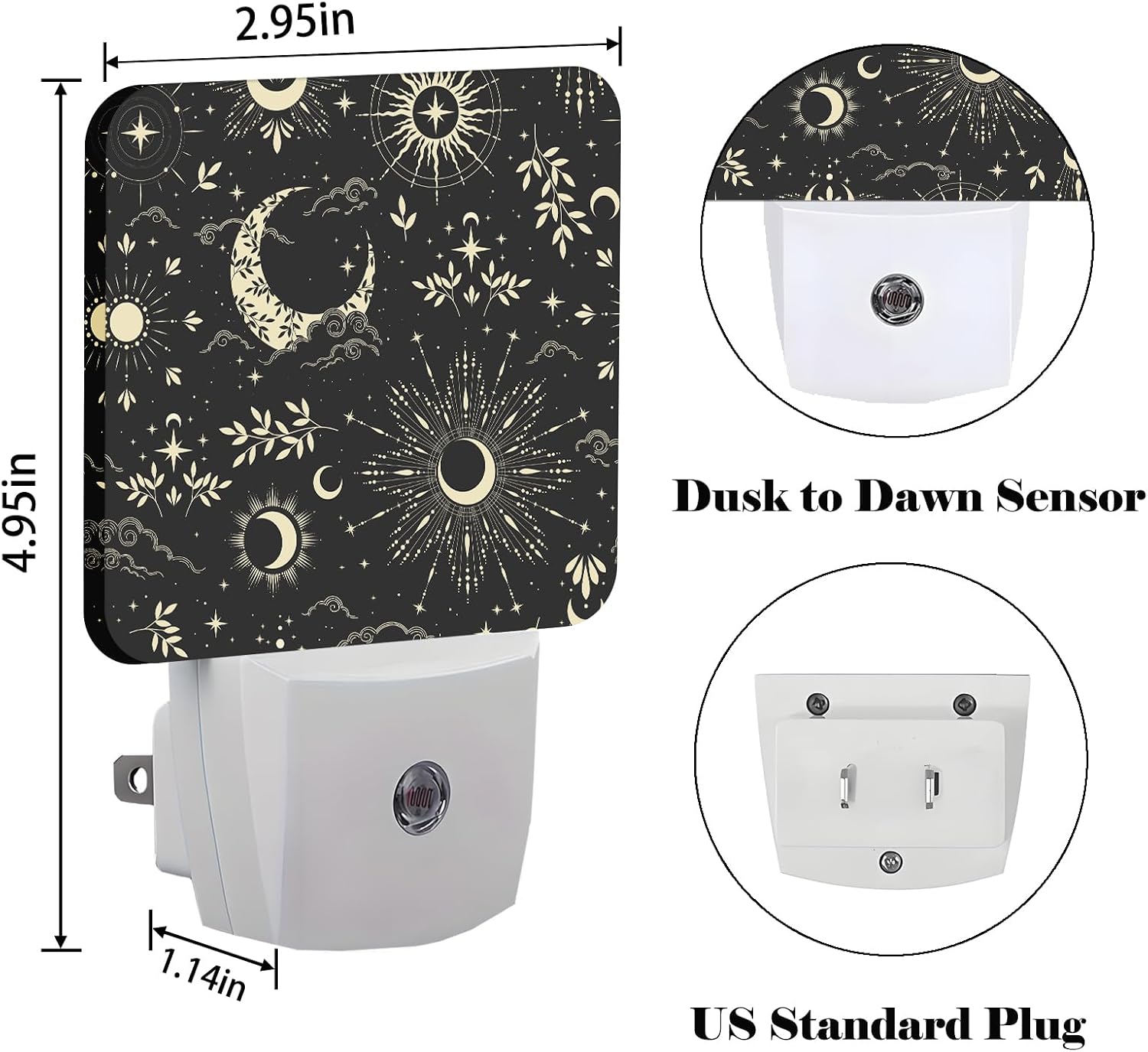 Moon and Sun Night Light, Plug-in Night Lights with Dusk-to-Dawn Sensor for Stairway, Hallway, Bedroom Sleep Friendly Ideal for…