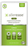 AllerEase 100% Breathable Cotton Pillow Protector for Sleeping, Standard 26" x 20" - 2 Pack 2 Pack Cotton White