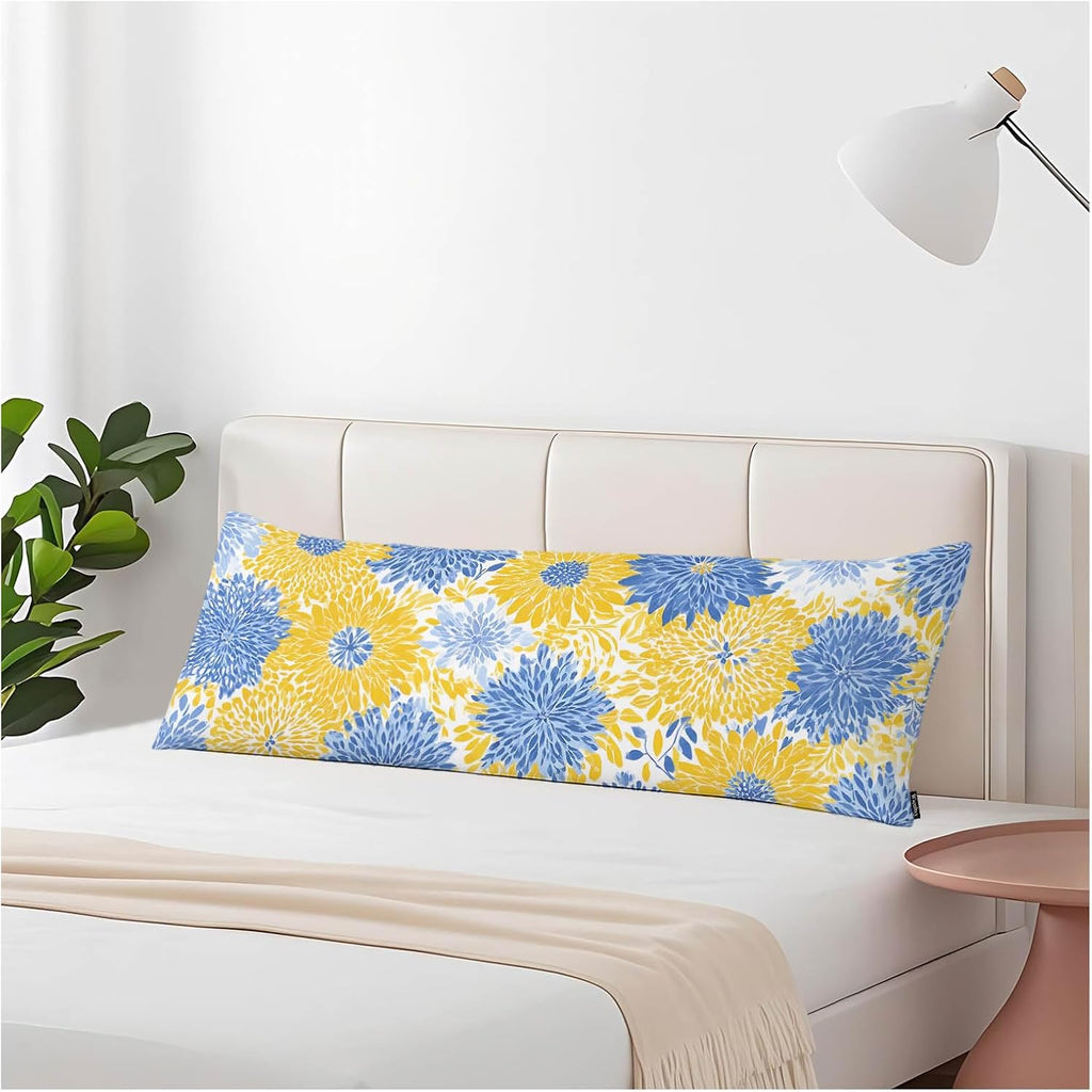 Floral Body Pillow Pillowcase, Abstract Spring Flower Farmhouse Body Cushion Covers 20x54 Body Pillow Covers Bedding Pillow Protector for…