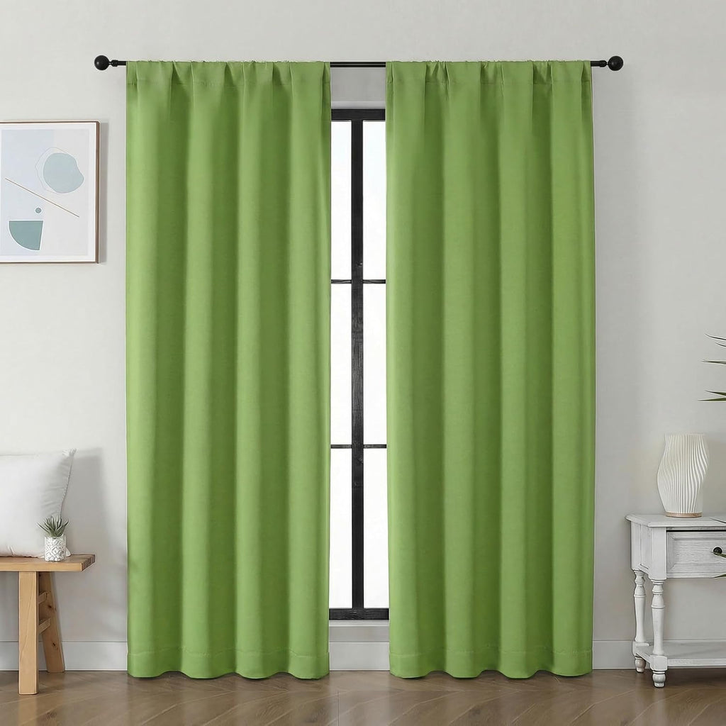 Simplebrand Ava Lime Blackout Curtains for Bedroom 72 Inch Length 2 Panels Set, Privacy Thermal Insulated Rod Pocket Door Window Curtains f…