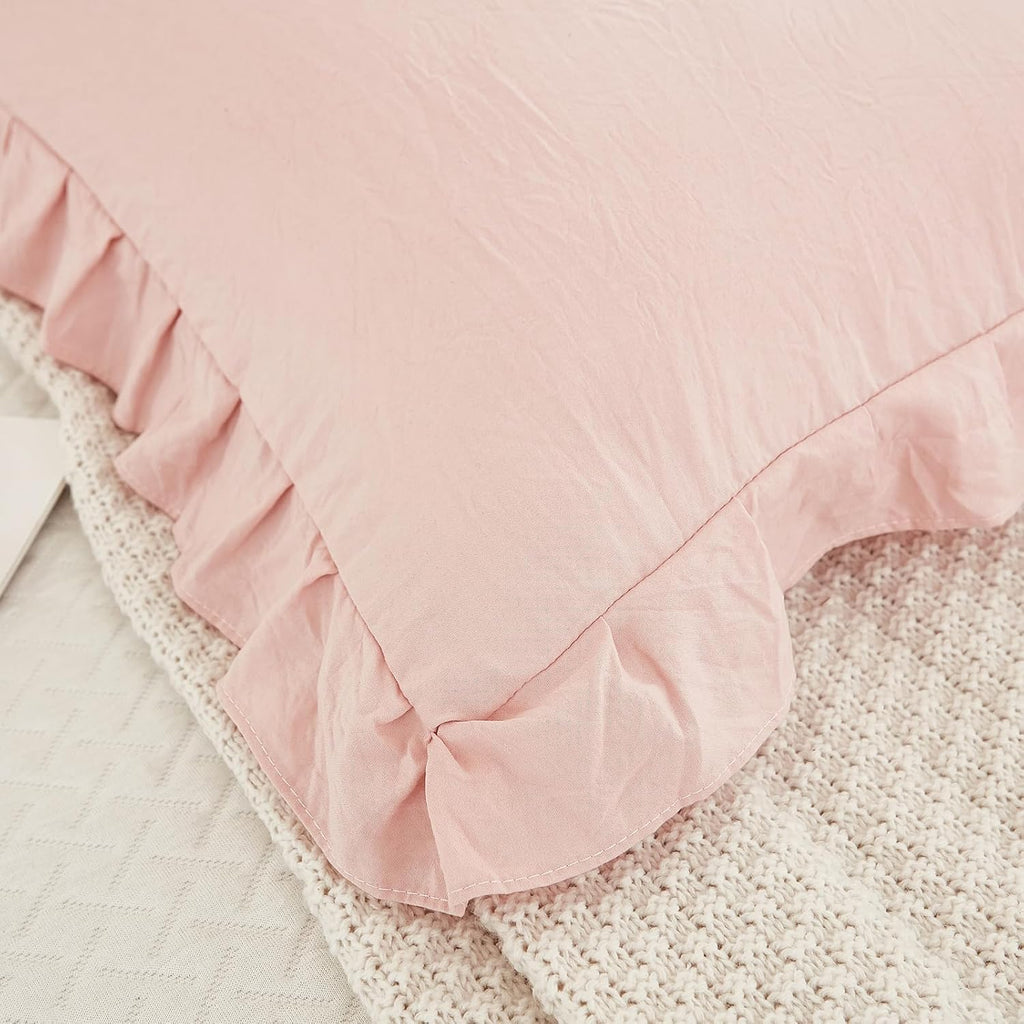 Merryword Pink Pillow Shams Standard Pillowcases 20x26inch Pink Ruffle Cute Pillow Cover Set of 2 Shabby Chic Soft Microfiber Pillowcases 2…