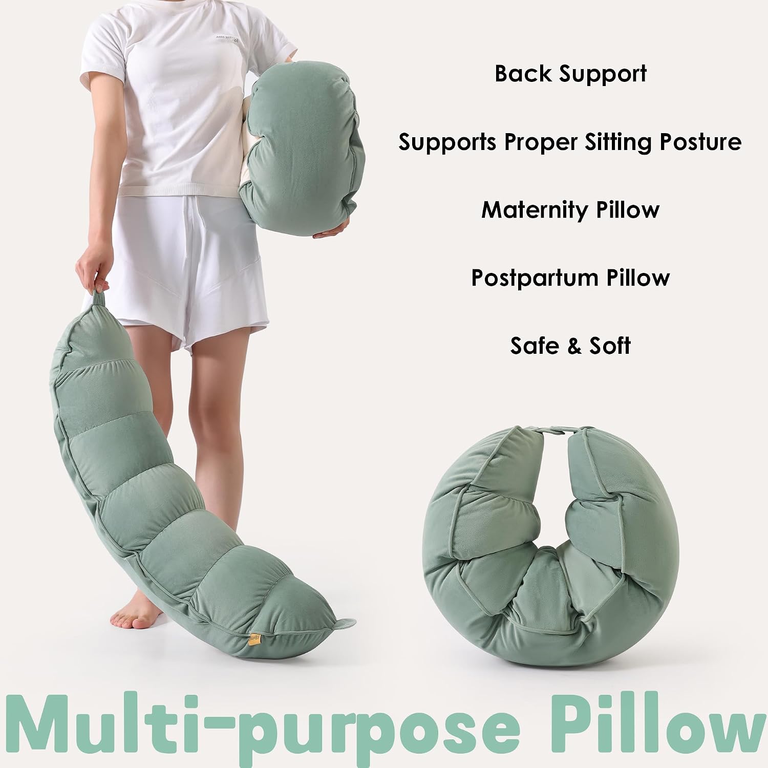 Peallow(Pat. Pend) – Long Round Body Pillow for Adults, Bolster Pillow for Sleeping, Soft and Supportive Pillow for Sleeping & Lumbar…