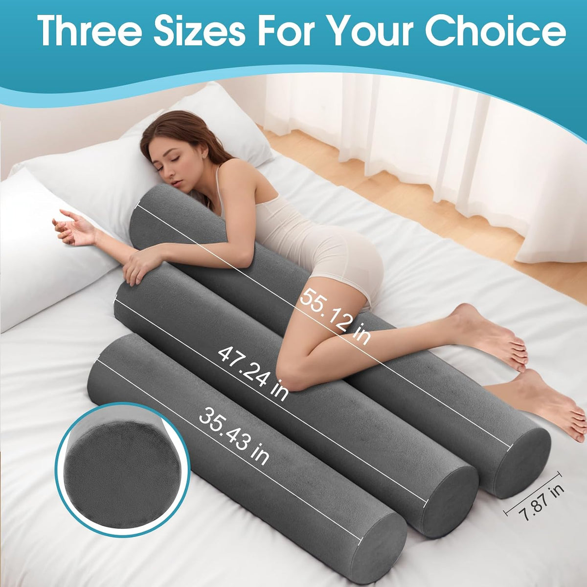 SereneCloud Memory Foam Body Pillow for Bed, Long & Big Full Body Pillows for Adults, Multifunctional Bolster Pillows with Removable &…