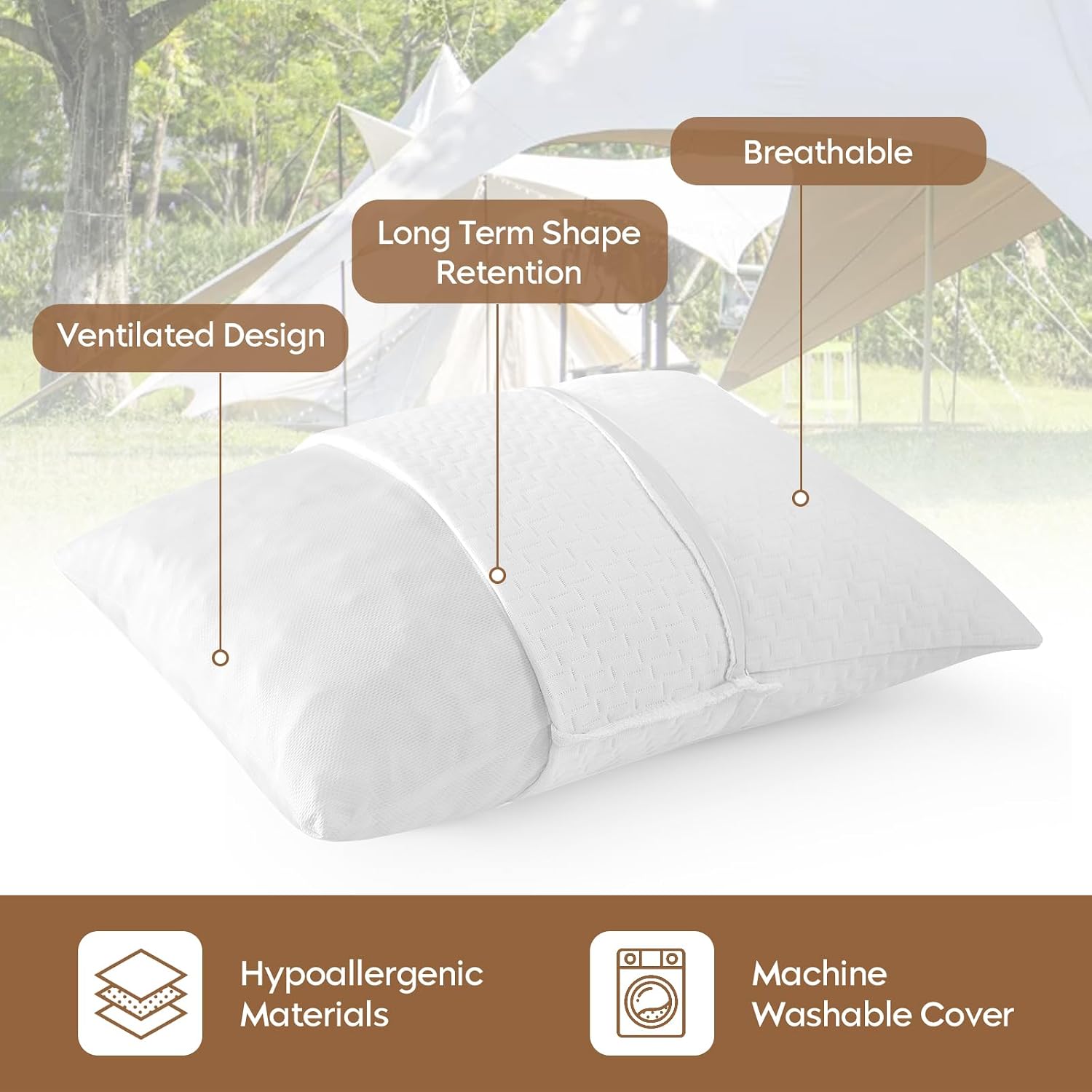 Small Shredded Memory Foam Pillow, Camping Pillow Travel Pillow - Compressible Medium Firm, Breathable Cover, Ideal Backpacking Hiking…
