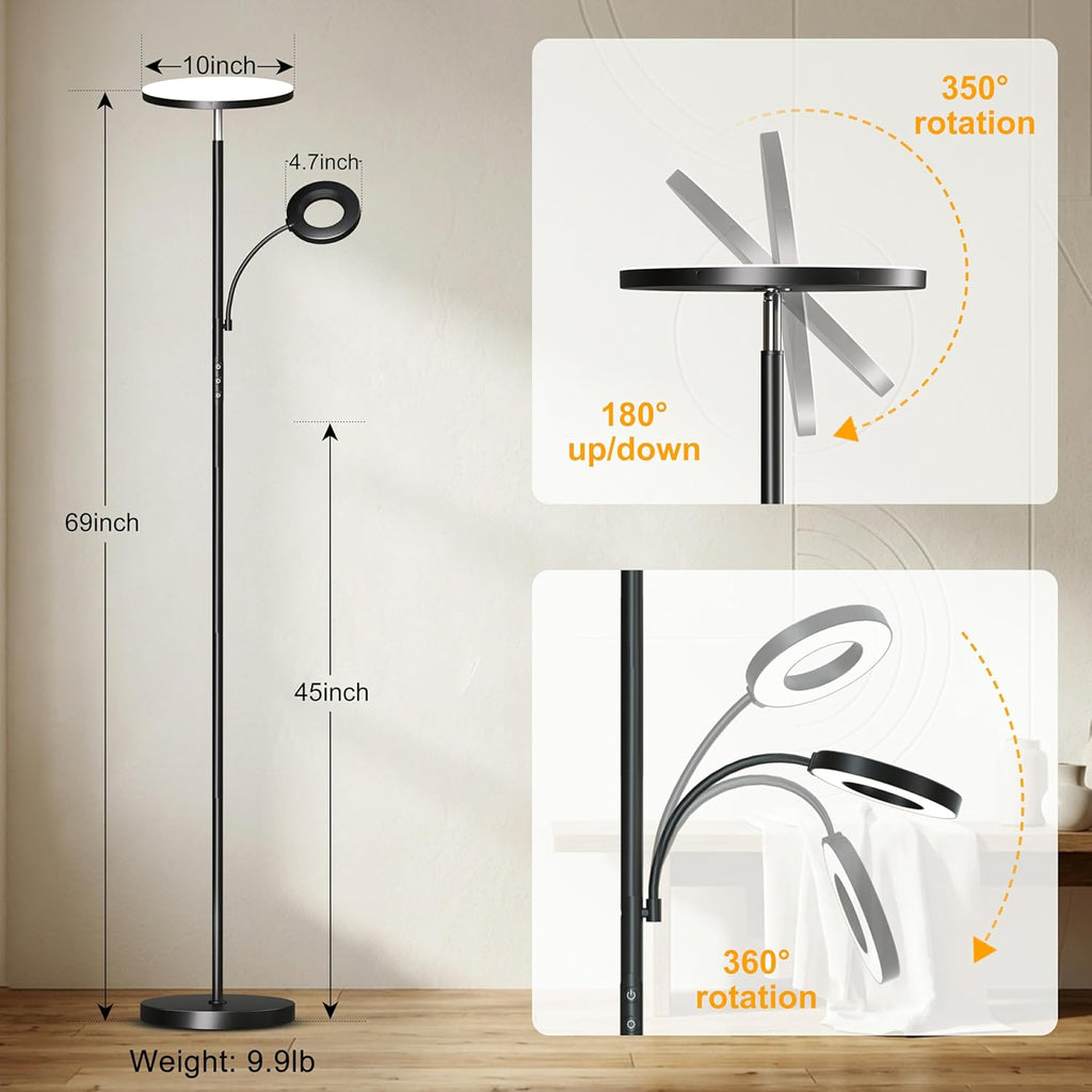 Marctronic Floor Lamp, Upgraded 42W 4000LM Super Bright LED Floor Lamp for Living Room Bedroom, Dimmable Standing Reading Floor Lamps with…