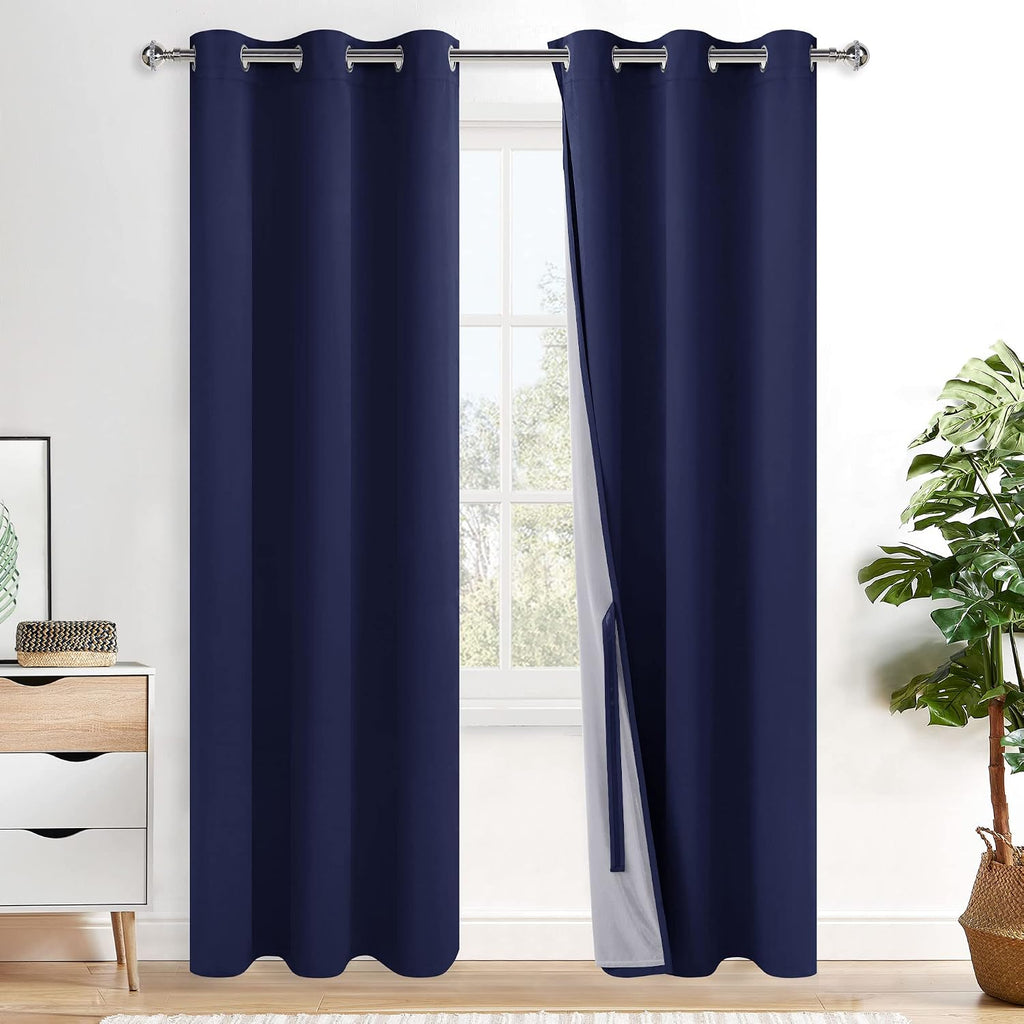 Xwzo 100% Blackout Curtains 84 Inches Long with Tiebacks- Narrow Wide Heat Blocking and Soundproof Curtain Panels with Grommets for Short W…