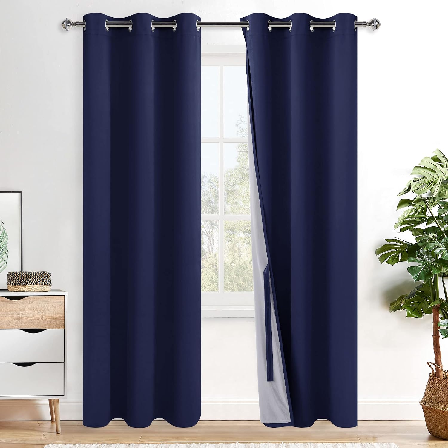 Xwzo 100% Blackout Curtains 84 Inches Long with Tiebacks- Narrow Wide Heat Blocking and Soundproof Curtain Panels with Grommets for Short W…