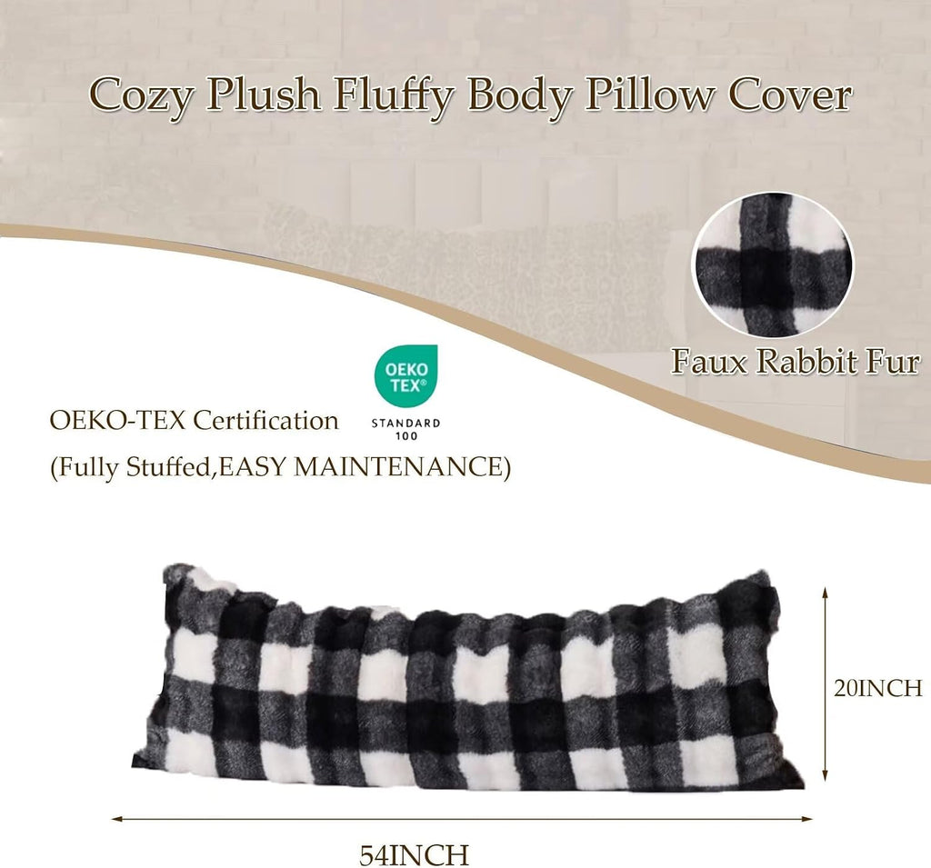 20"x54"Luxury Shaggy Faux Fur Body Pillow Cover, Bubble Fluffy Plush Bed Body Pillowcase with Zipper Closure, Plush Long Pillow Cover for…