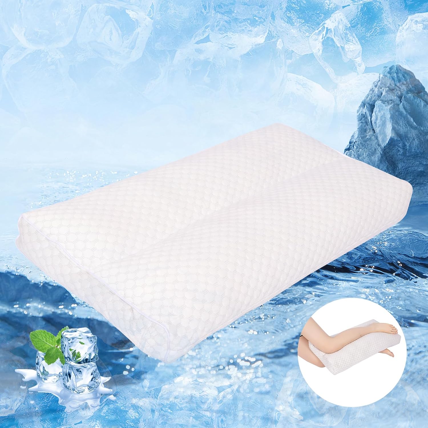 Cooling Knee Pillow for Side Sleeper, 3"Leg Pillow for Side Sleeping, 100% Cooling Fabric Pillow for Between Knees While Sleeping - High…