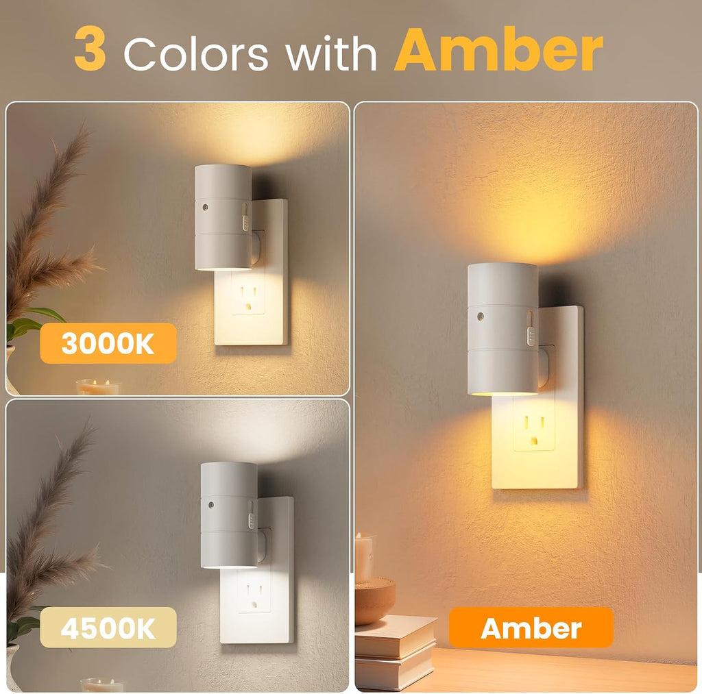 VOLISUN Night Light, Dimmable Led Night Lights Plug into Wall, Amber/3000K/4500K, 0-100LM Adjustable Brightness, Dusk to Dawn Nightlight…