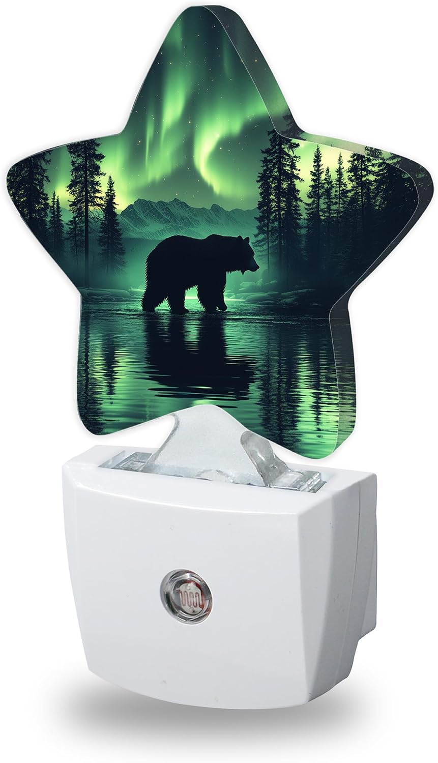 Forest Bear Night Lights Plug Into Wall Decorative, Green Polar Lights Sleep Friendly Lamp, Energy Efficient Dusk-to-Dawn Sensor…