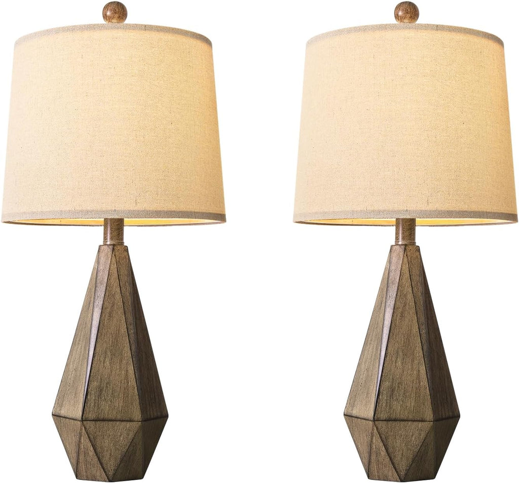 PoKat 23'' Farmhouse Table Lamps Set of 2, Brown Rustic Lamps for Living Room Bedroom Night Stands, Bedside Nightstands Living Room Table…