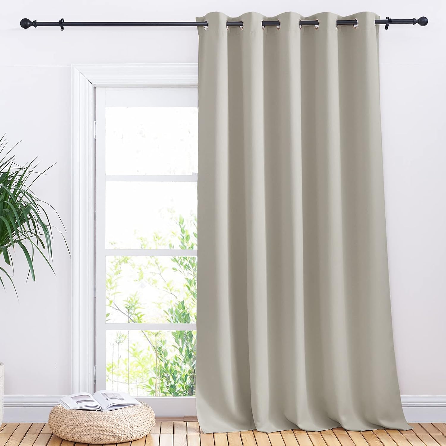 NICETOWN Window Blackout Curtain Panel for Living Room, Natural, 1 Panel, 70 x 95 inch, Thermal Insulated Blackout Drape/Drapery for…