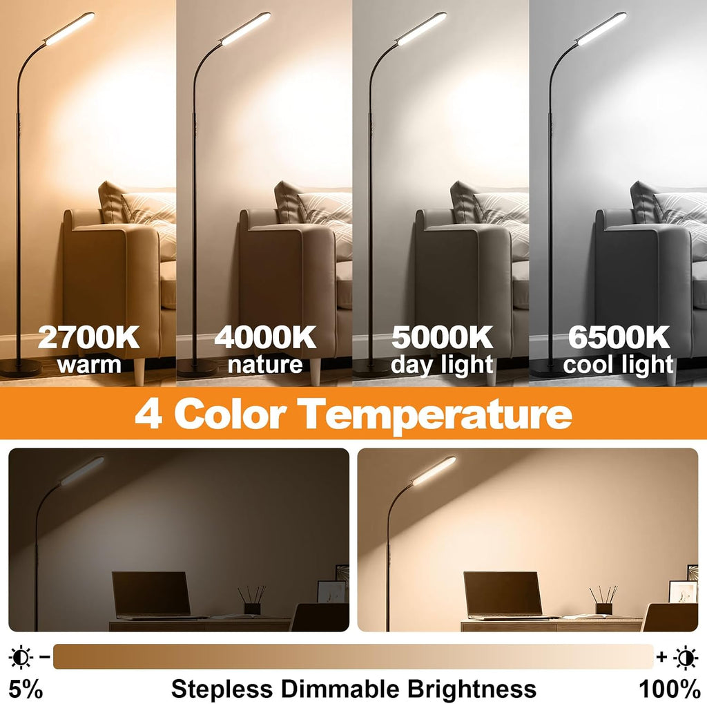 Marctronic Floor Lamp 2 Pack, 18W 1800LM Bright LED Floor Lamp with 2 Remotes & Works with Smart Plug, Dimmable Timing Eye Caring Standing…