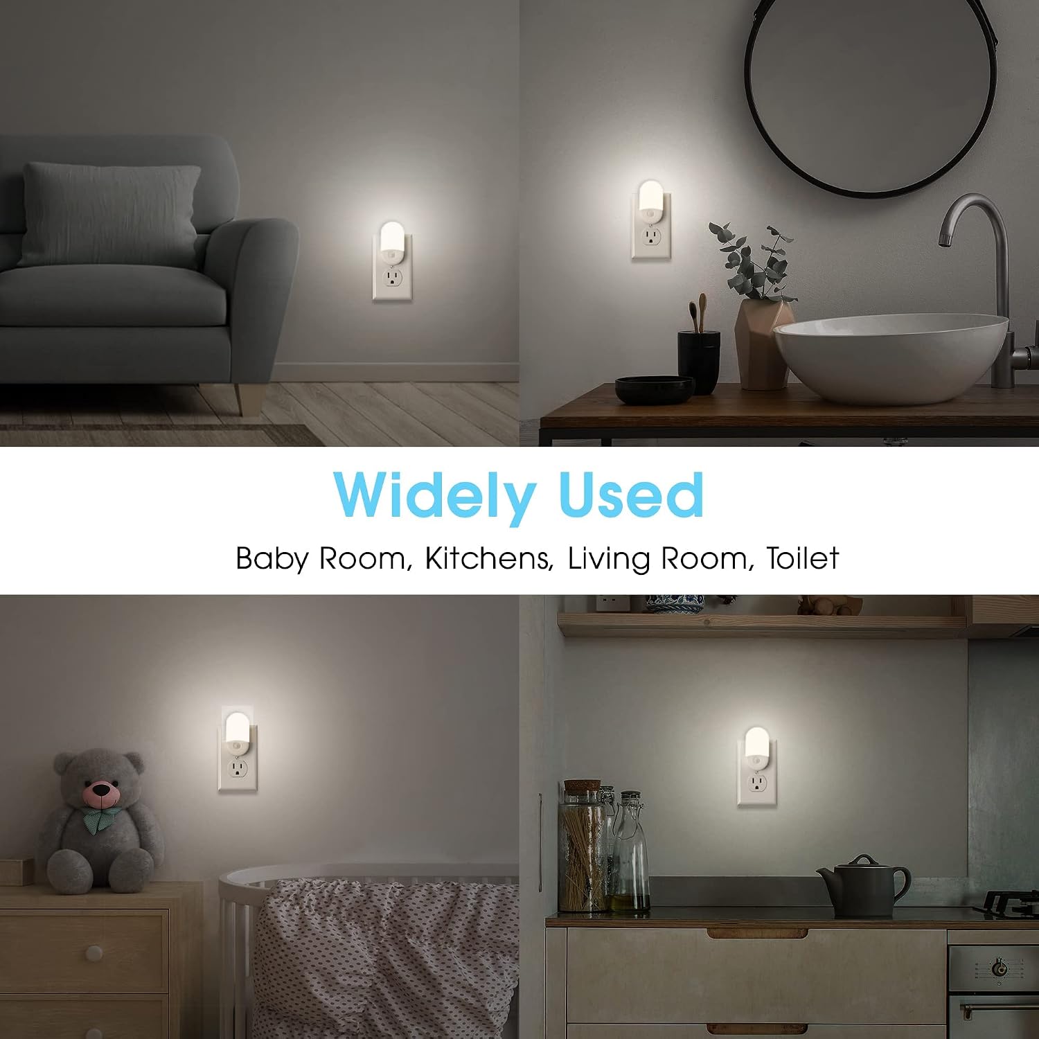 L LOHAS LED Night Light Plug in, 4 Pack 0.6W LED Night Light for Kids, Auto Dusk to Dawn Sensor Bright Nightlight, Daylight White 5000K…