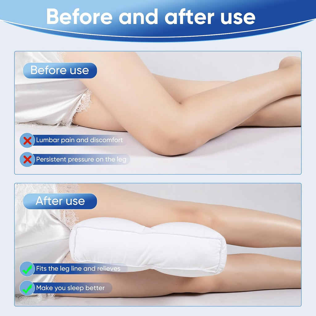 MINUPWELL Knee Pillow for Side Sleepers, 6 Inch Height Between Leg & Under Knee Pillow for Back Sleepers - Leg Pillow with 1200G 7D High…