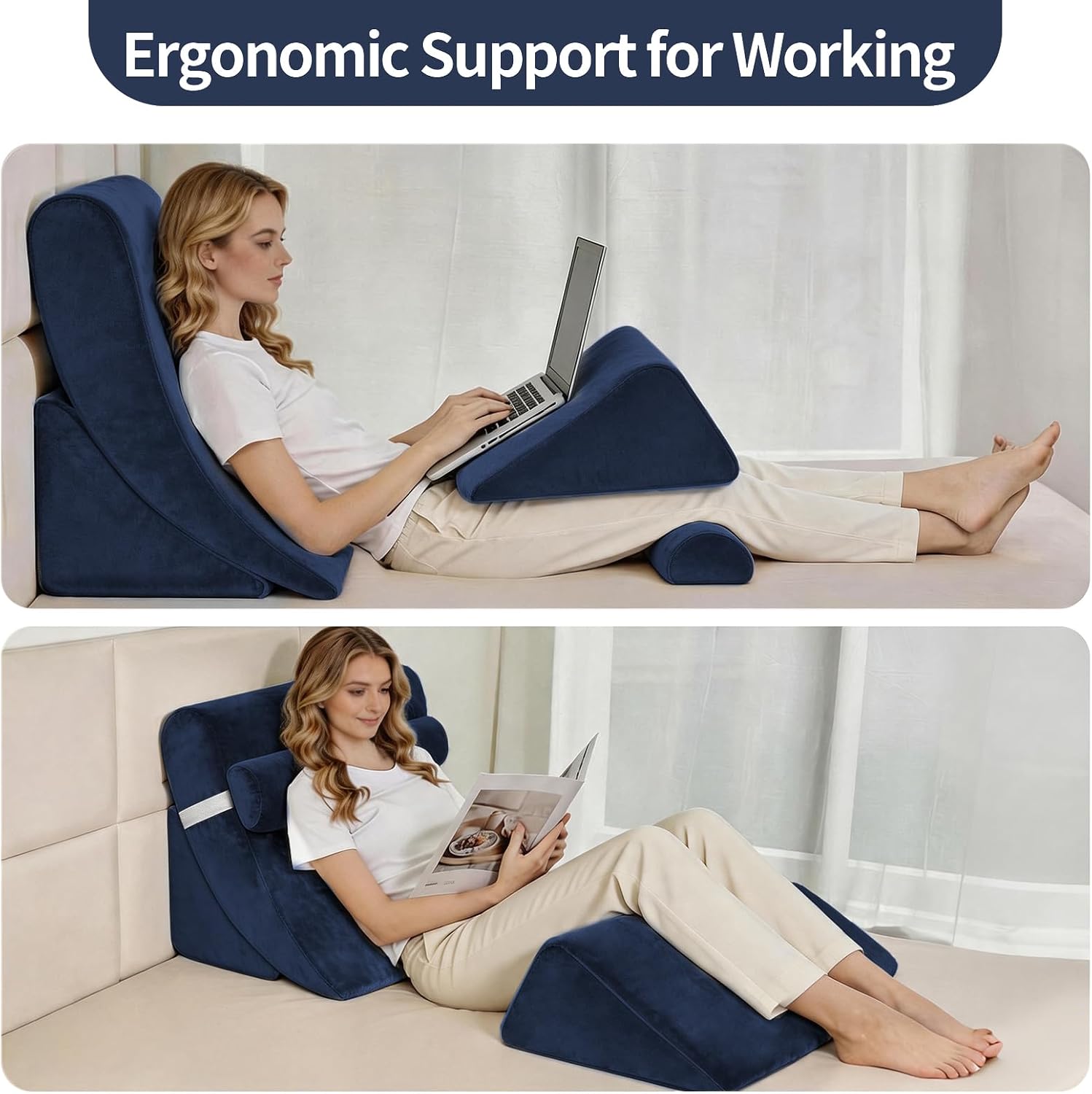 LevNubis 4PCS Orthopedic Bed Wedge Pillow Set for Post Surgery&, Adjustable Wedge Pillow for Back, Acid Reflux, Sitting up in Bed, Recov…