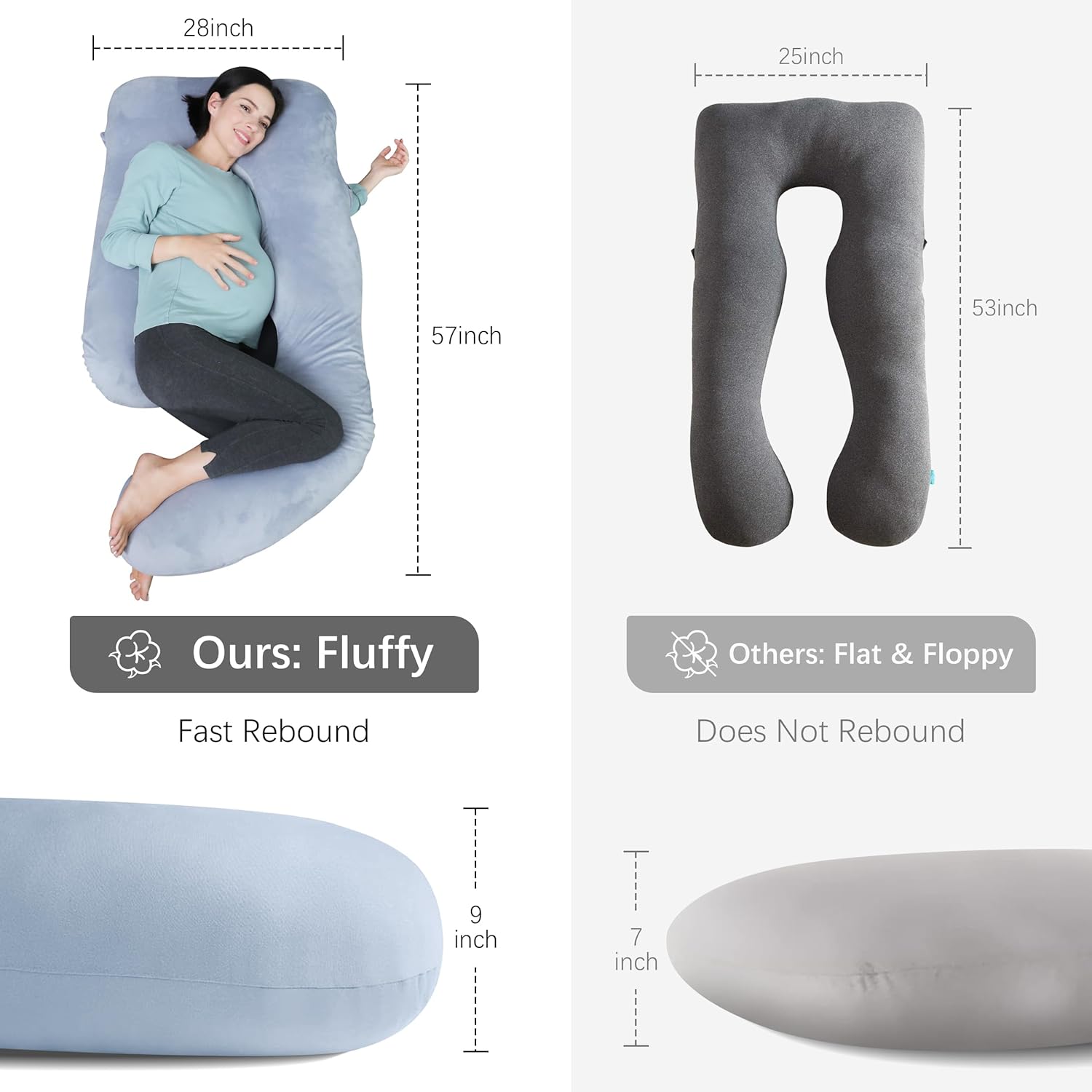 Moonpark MOON PARK Pregnancy Pillows for Sleeping - 57 Inch U Shaped Full Body Maternity Pillow with Removable Cover - Support for Back, Le…