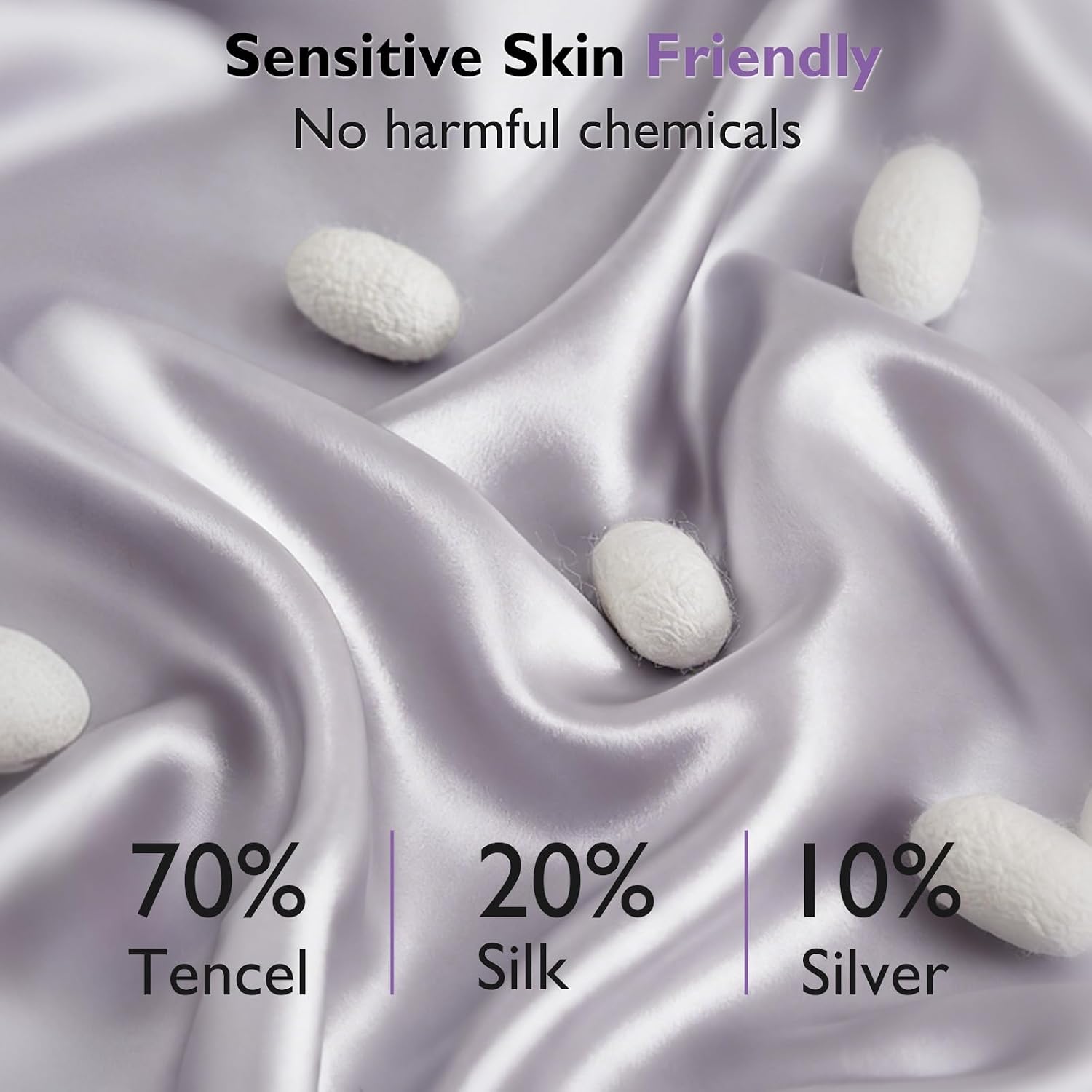 DLEECP Silver Infused Pillowcases – Cooling Pillow Cases with Silk, Softness Breathable Temperature-Regulating Pillow Cover, Odor Co…