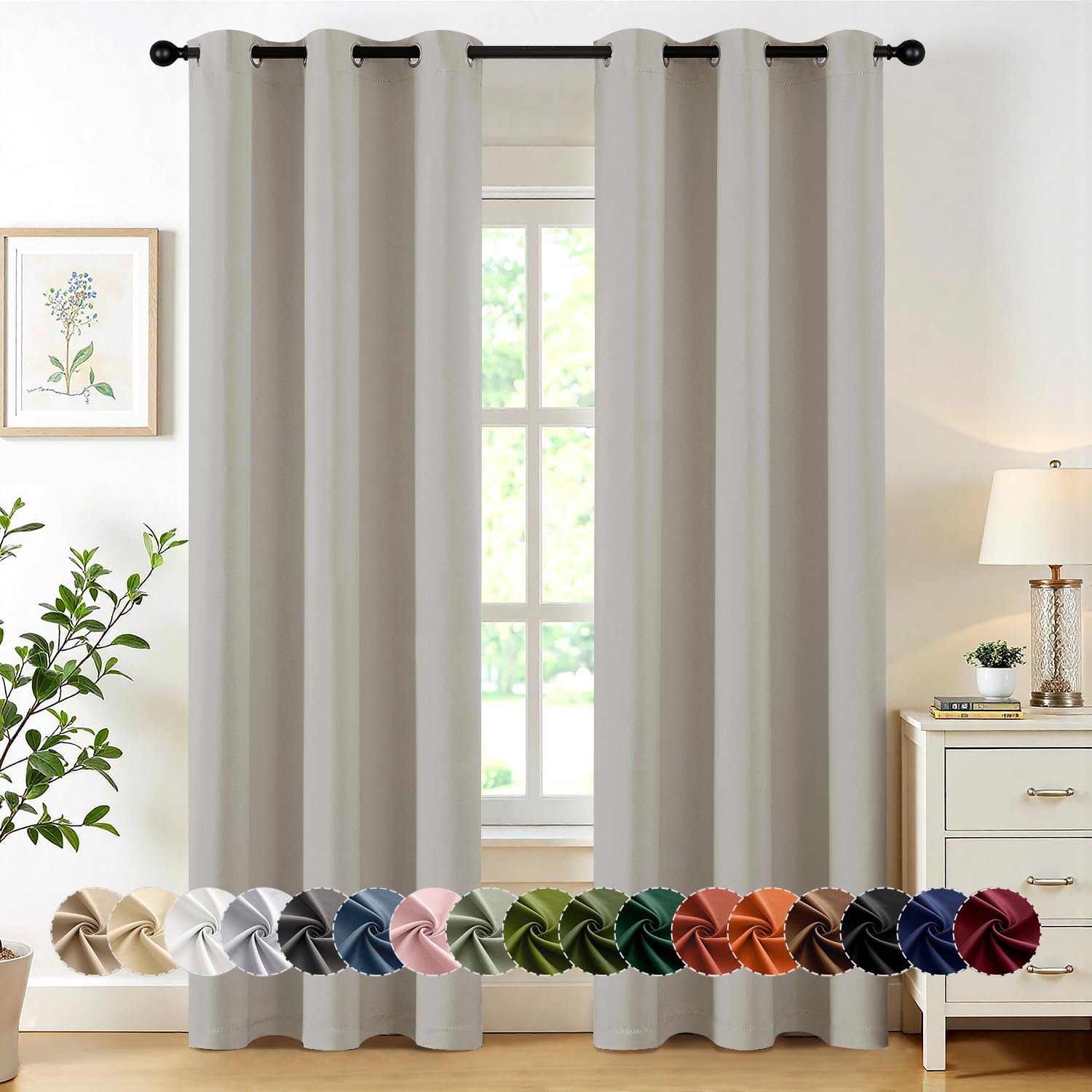 Miulee Blackout Curtains for Bedroom Living Room 2 Panels, Thermal Insulated Room Darkening Drapes Grommet Noise Reducing Light Blocking Wi…