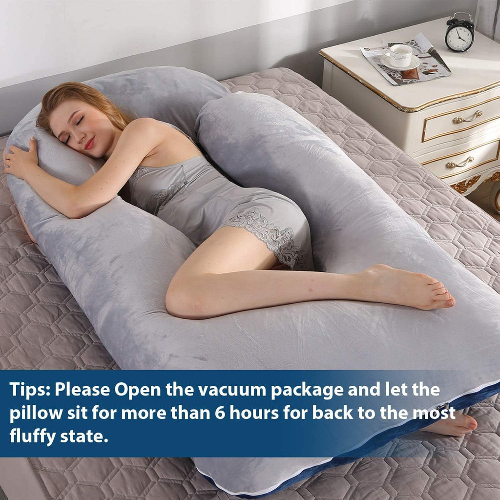 U-Shaped Full Body Pregnancy Pillow for Sleeping – 57" Maternity Pillow with Removable Cover, Support for Back, Legs, Belly & Hips…