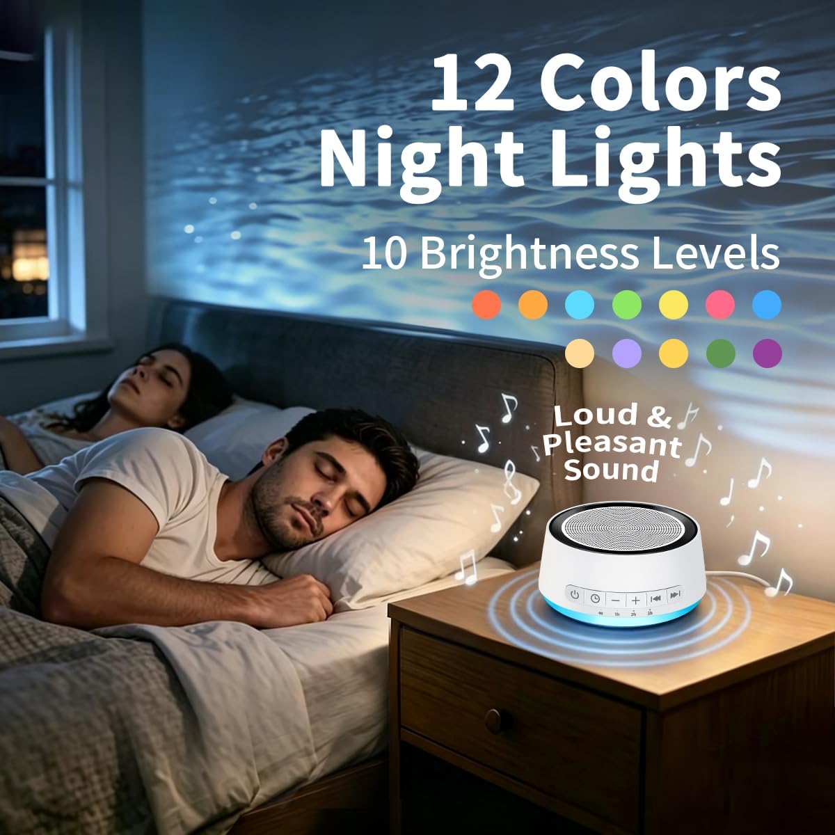 SoundMe Sound Machine Night Light White Noise Machine with 30 Soothing Sounds 12 Colors Night Light Sleep Machine for Baby Kids Adults Brow…