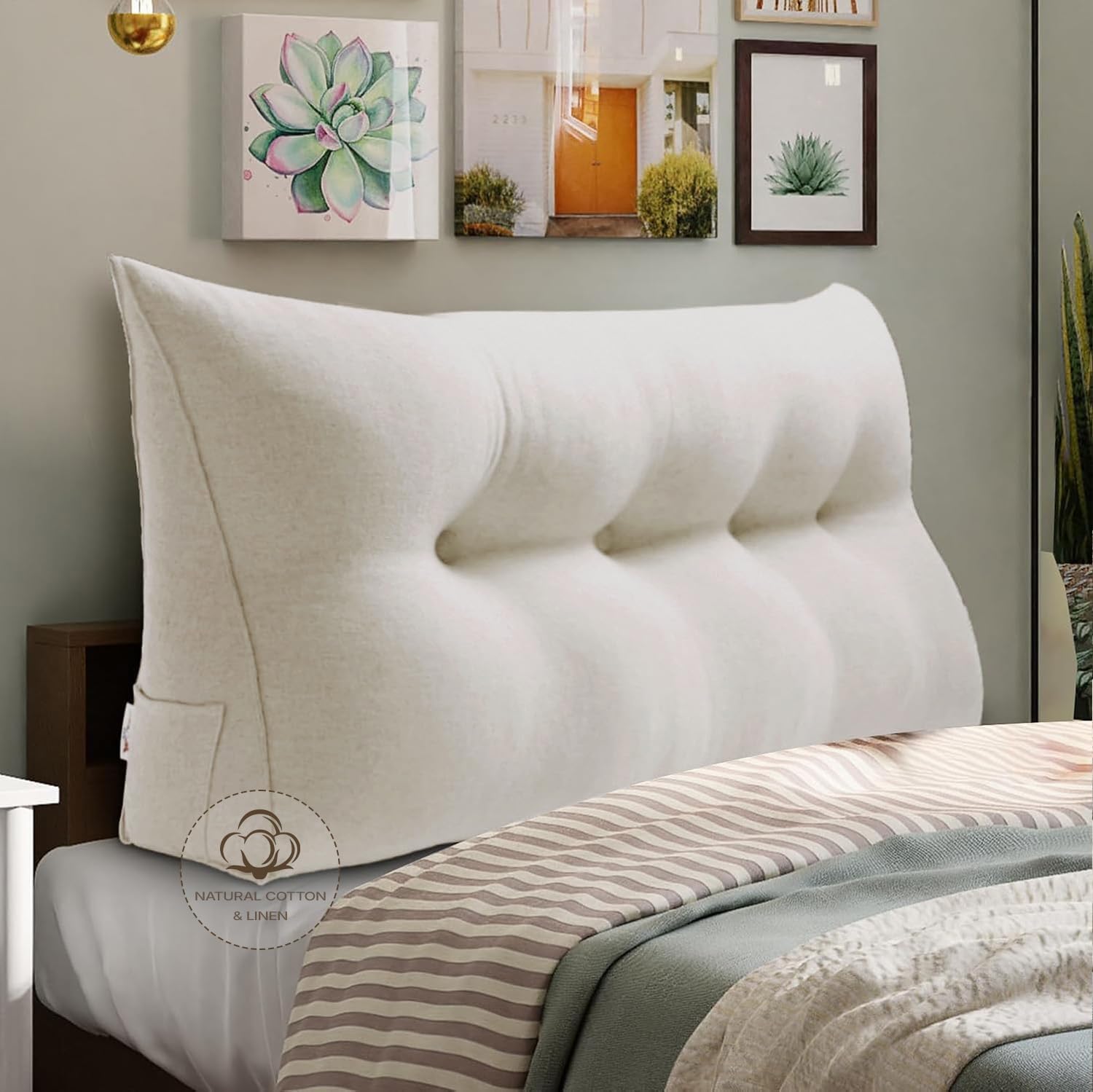 WOWMAX Triangular Headboard Pillow Bed Wedge Pillow for Headboard Full Size Wedge Pillows for Daybed Large Bolster Pillow for Bed with…