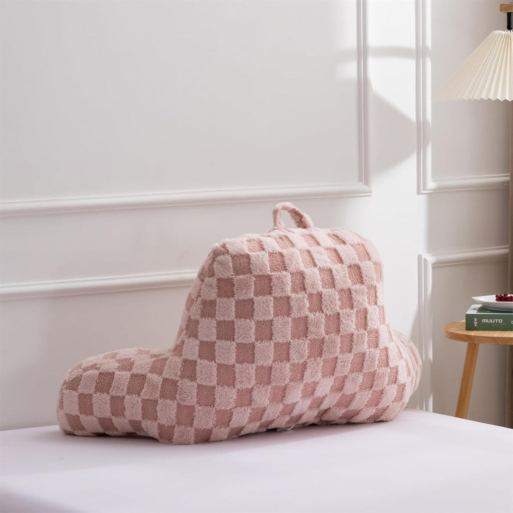 Aimuan Reading Pillow Checkered Bed Rest Wedge Backrest Checkerboard Pillow with Arms Back Support for Sitting Up in Bed Cushion Incline…