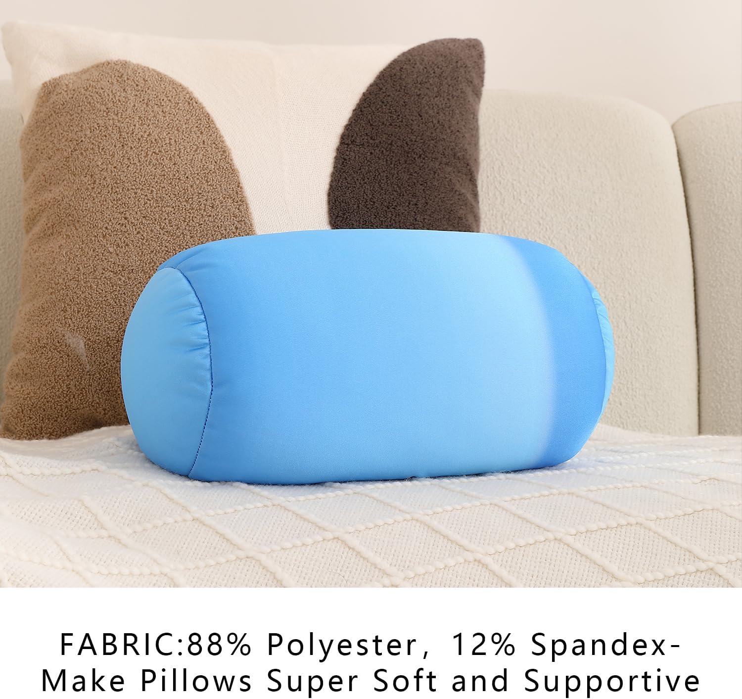 Squish Bean Bed Microbead Pillow Bolster Tube Body Pillow Smooth Cool Touch Fabric Neck & Back Support Throw Travel Pillow Fun Colors…