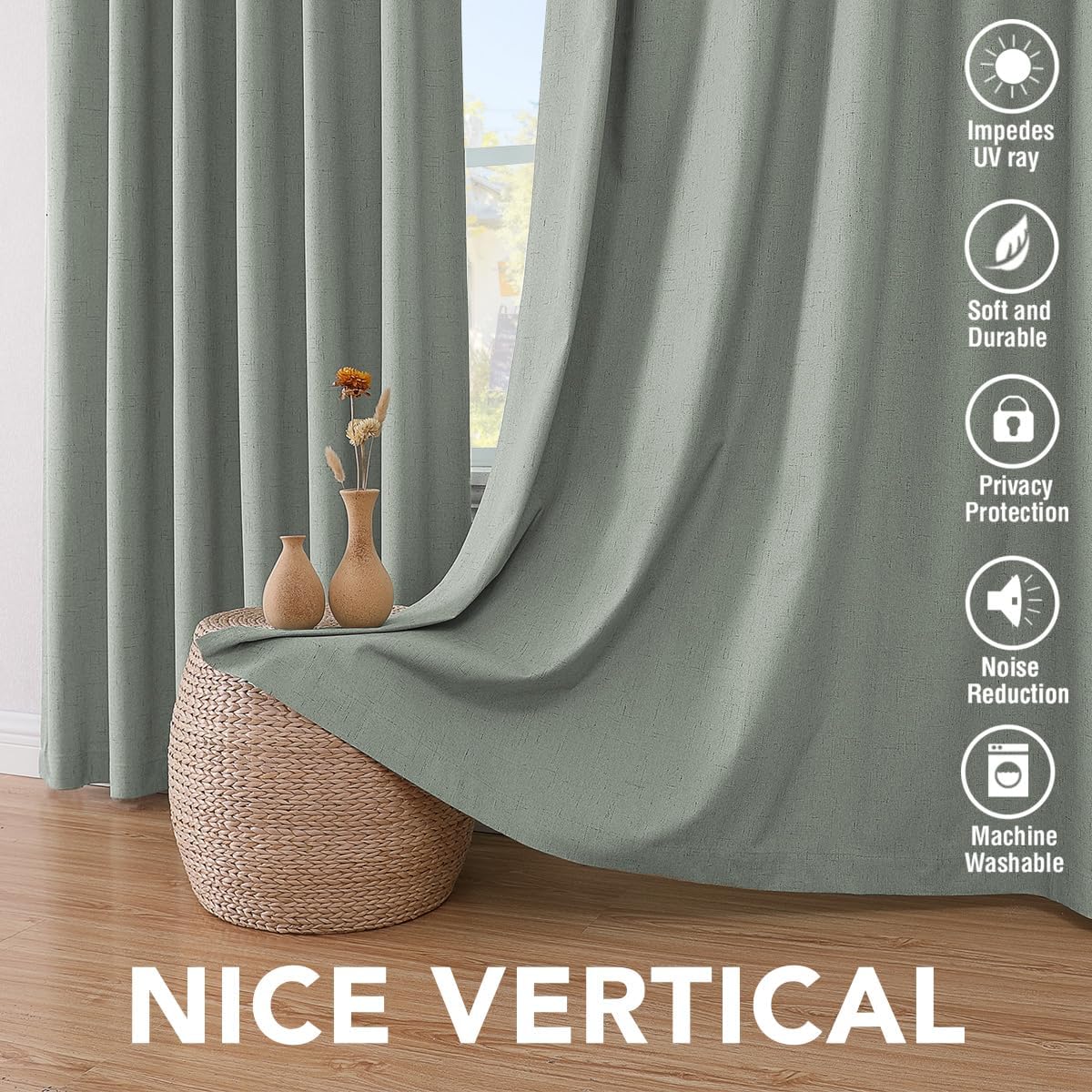 H.VERSAILTEX 100% Blackout Curtains for Bedroom Thermal Insulated Linen Textured Curtains Heat and Full Light Blocking Drapes Living Room…