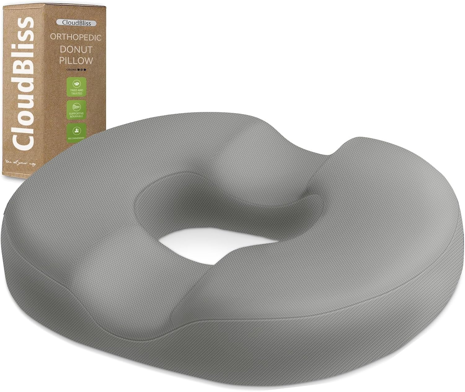 CloudBliss Donut Pillow Seat Cushion Chair Pad for Tailbone and Hemorrhoids, Memory Foam Seat Chair Cushion for Men and Women for Home & Of…