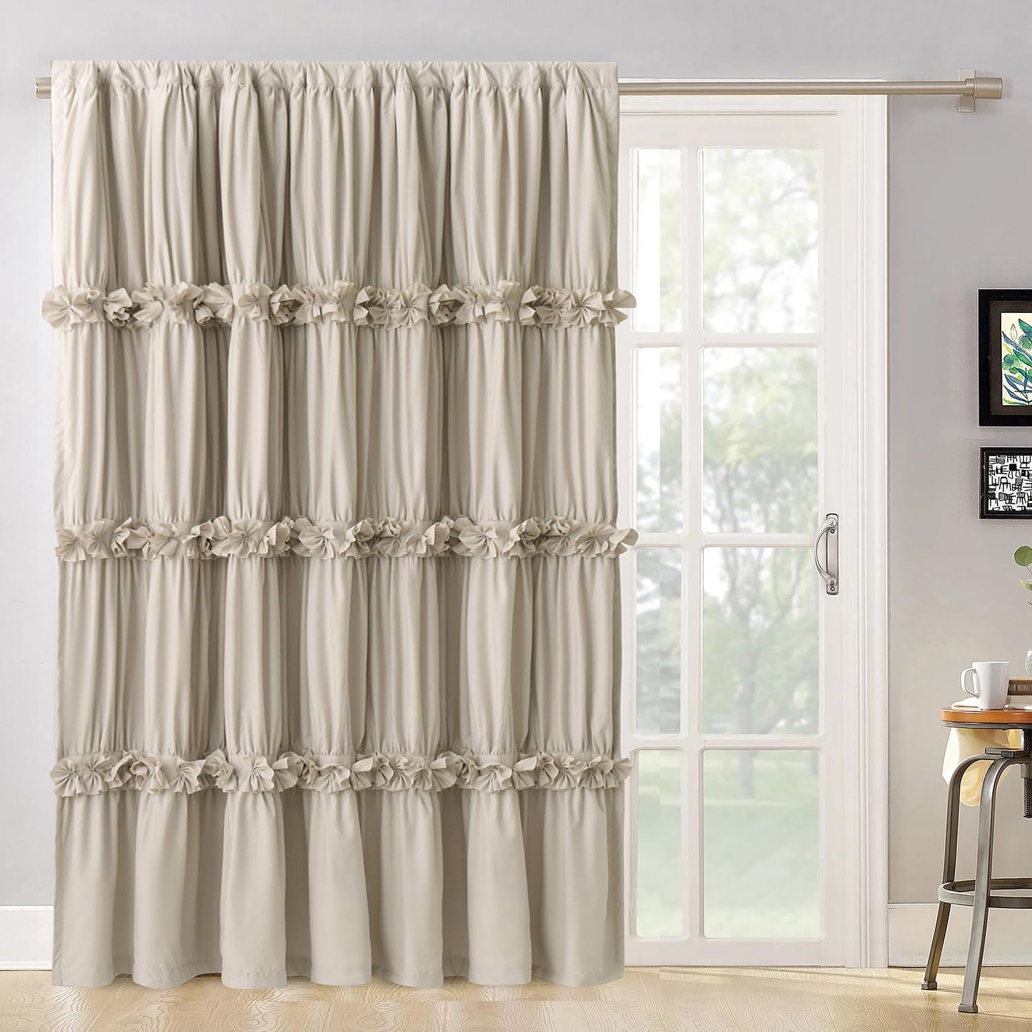 Homechoice Decor Room Divider Curtains, Boho Ruched Blackout Window Treatments with 3 Rows of Butterfly Flowers, Rustic Rod Pocket…