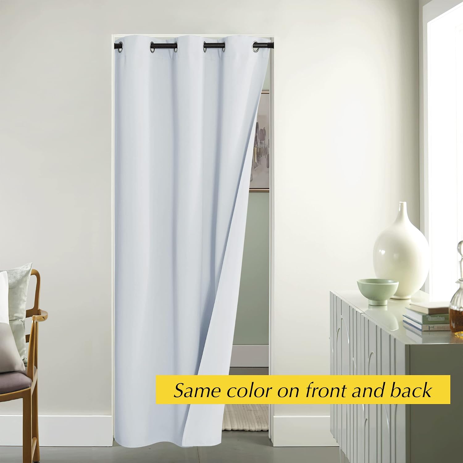 Nicetown Door Curtain 80 inches Length, Room Darkening Privacy Doorway Drape Easy Sliding Grommet Thermal Insulated Curtain for Bedroom Clo…