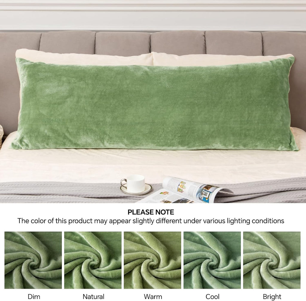 Bedelite Body Pillow Cover with Zipper Closure, Super Soft and Cozy Fuzzy Fleece Body Pillow Case Cover 20 x 54 Inches, Sage Green 54 Inche…