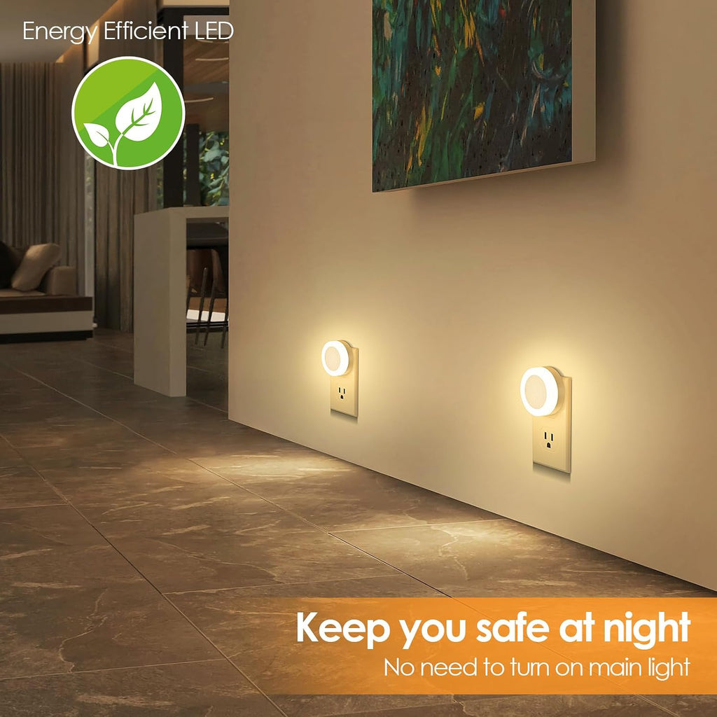 FOLKSMATE LED Night Lights Plug in, 2-Pack Dimmable Nightlight Plug Into Wall with Light Sensor, Soft White Adjustable for Adults…