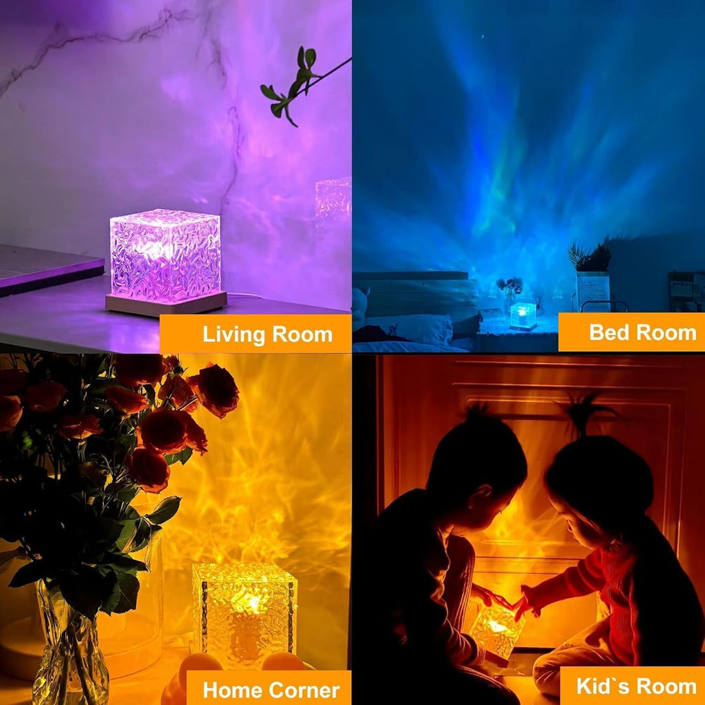 YXQUA Northern Lights Ocean Wave Projector Light, Galaxy Light Projector, 16 Colors Gradual Rotating Flame Water Ripple Ambient Night…