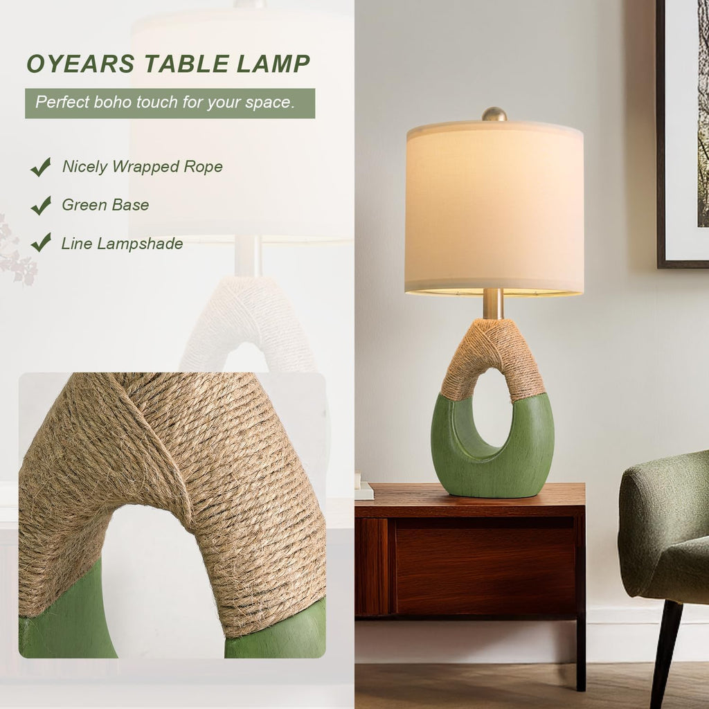 OYEARS 19" Table Lamps Set of 2, Bedside Lamps for Living Room, Lamps for Bedroom, Farmhouse Rattan Table Lamp, Small Space Nightstand…