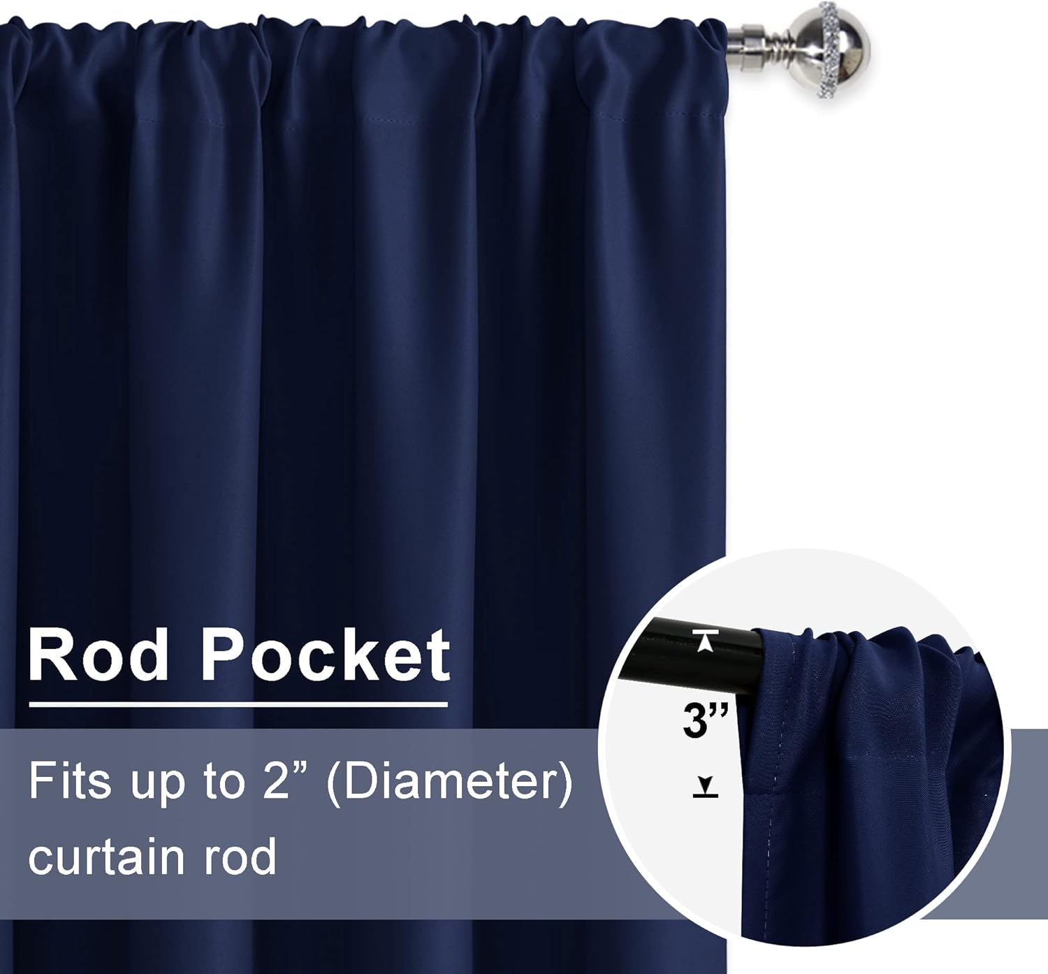 Jiuzhen Blackout Curtains for Bedroom - Thermal Insulated Room Darkening Rod Pocket Curtains for Living Room, Set of 2 Panels with Tiebacks…