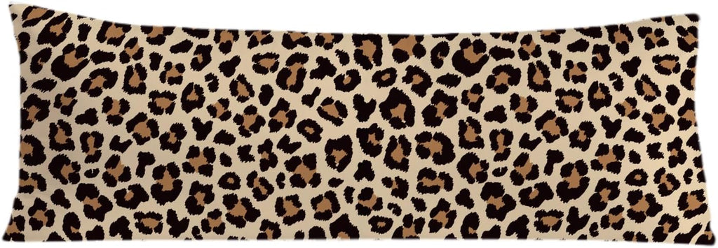 Trendy Leopard Print 20x54 Body Pillow Cover, Cheetah Print Room Decor, Girly Bedroom Dorm Decor, Funky Brown Leopard Animal Skin…