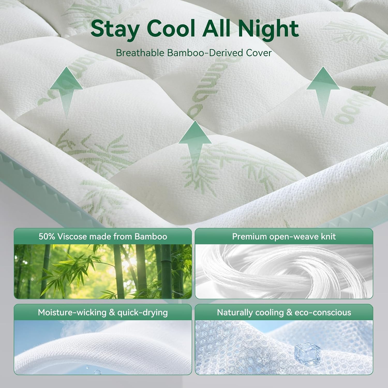 NiceSleepPlusLife Dual Layer 4 Inch California King Size Mattress Topper - 2" Gel Cooling Memory Foam and 2" Ultra Soft Pillow Top, Viscose…