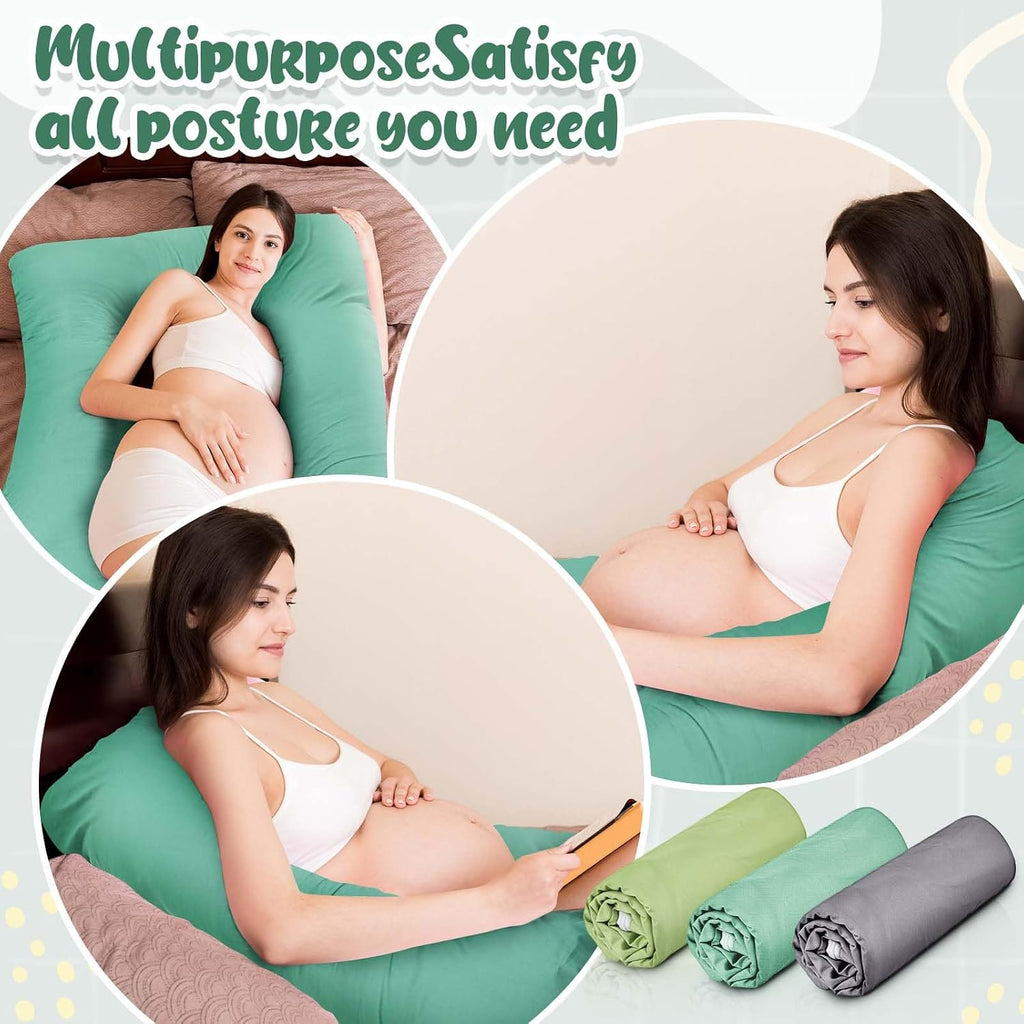 Hahafelt 3 Pcs U-Shaped Pregnancy Pillow Cover, Cotton or Crystal Velvet Maternity, Soft Breathable Fit for 55"x31" Body…