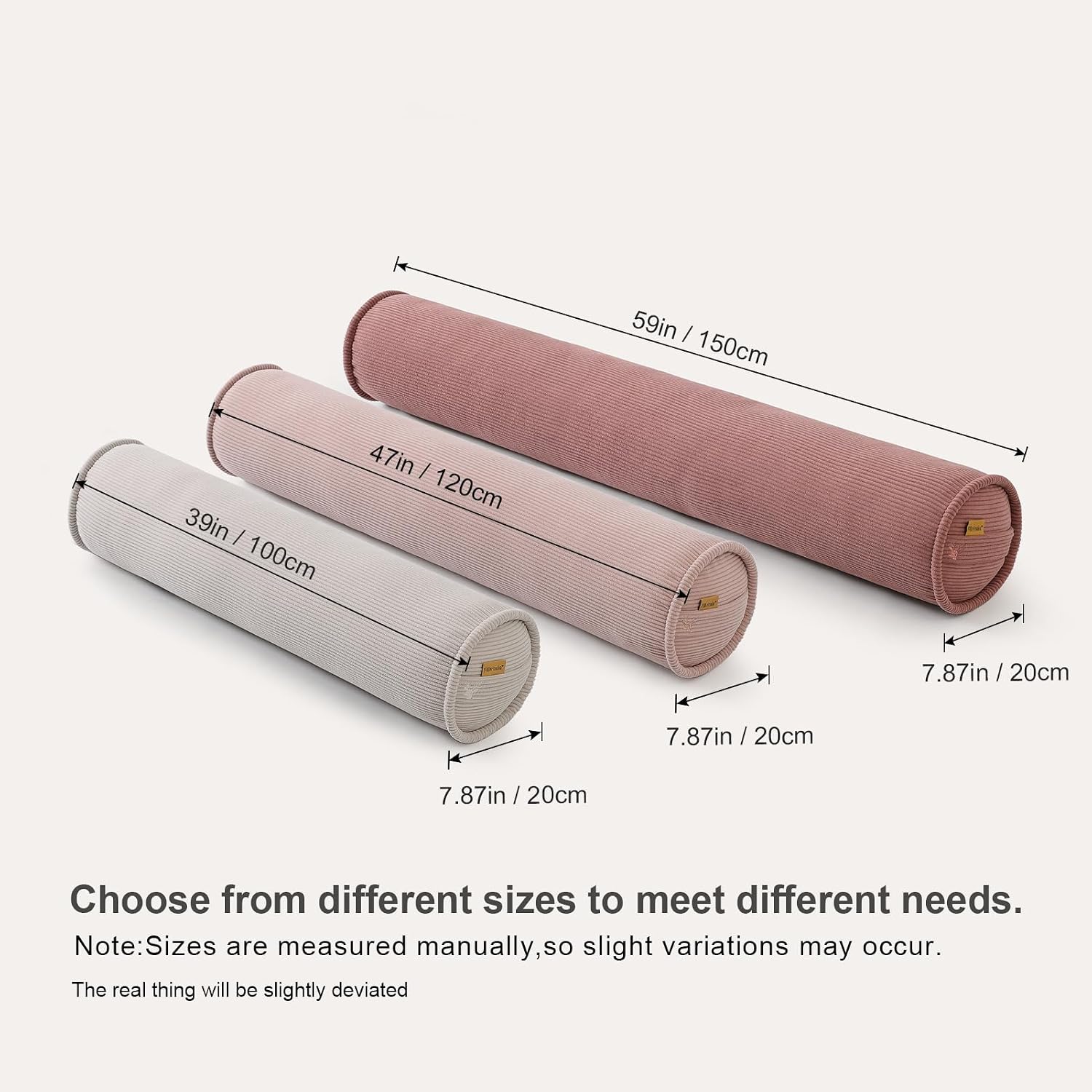 Long Round Body Pillow for Adults, Bolster Pillow for Side Sleeping, Soft Decorative Cylinder Pillow for Bed & Couch, Supportive Tube…