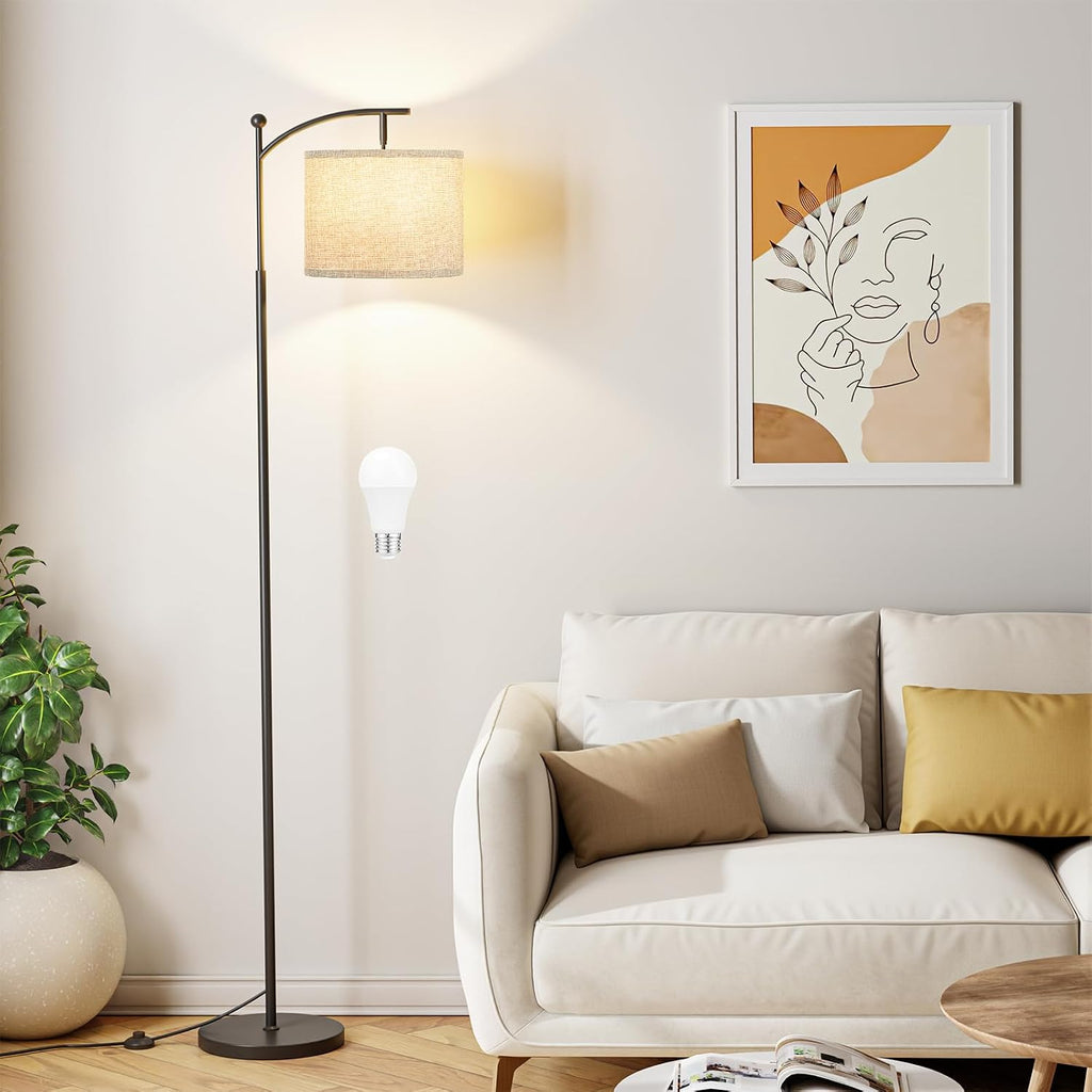 Ambimall 60" Floor Lamp for Living Room with 3 Color Temperatures, Adjustable Grey Shade with Black Pole, Tall Lamp for Bedroom Office…