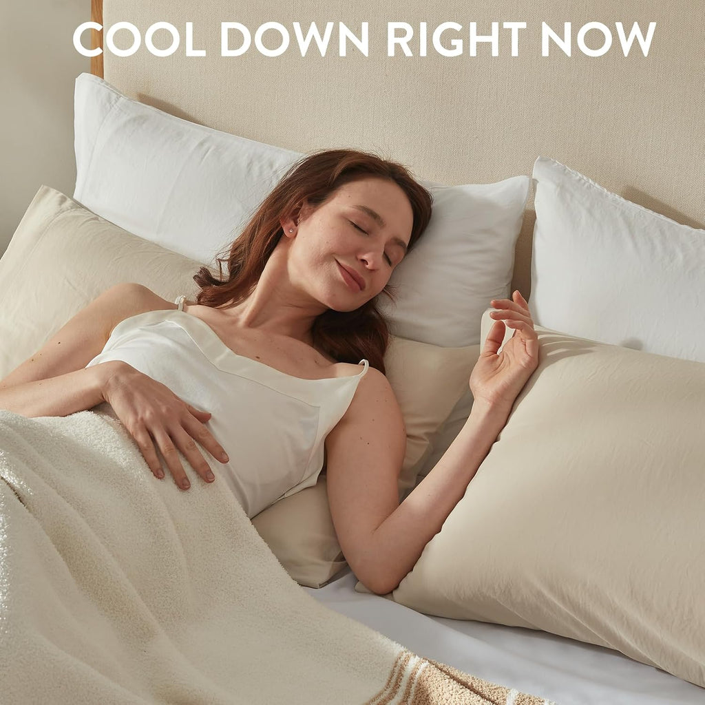 Surefit Washed Ultra-Chill Cooling Pillowcase Set of 2 for Hot Sleepers, Crisp and Silky Pillow Cover with Envelope Closure, King Size…